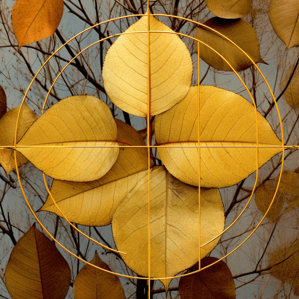 The Golden Ratio - illustrated on leaves, highlighting nature's mathematical patterns