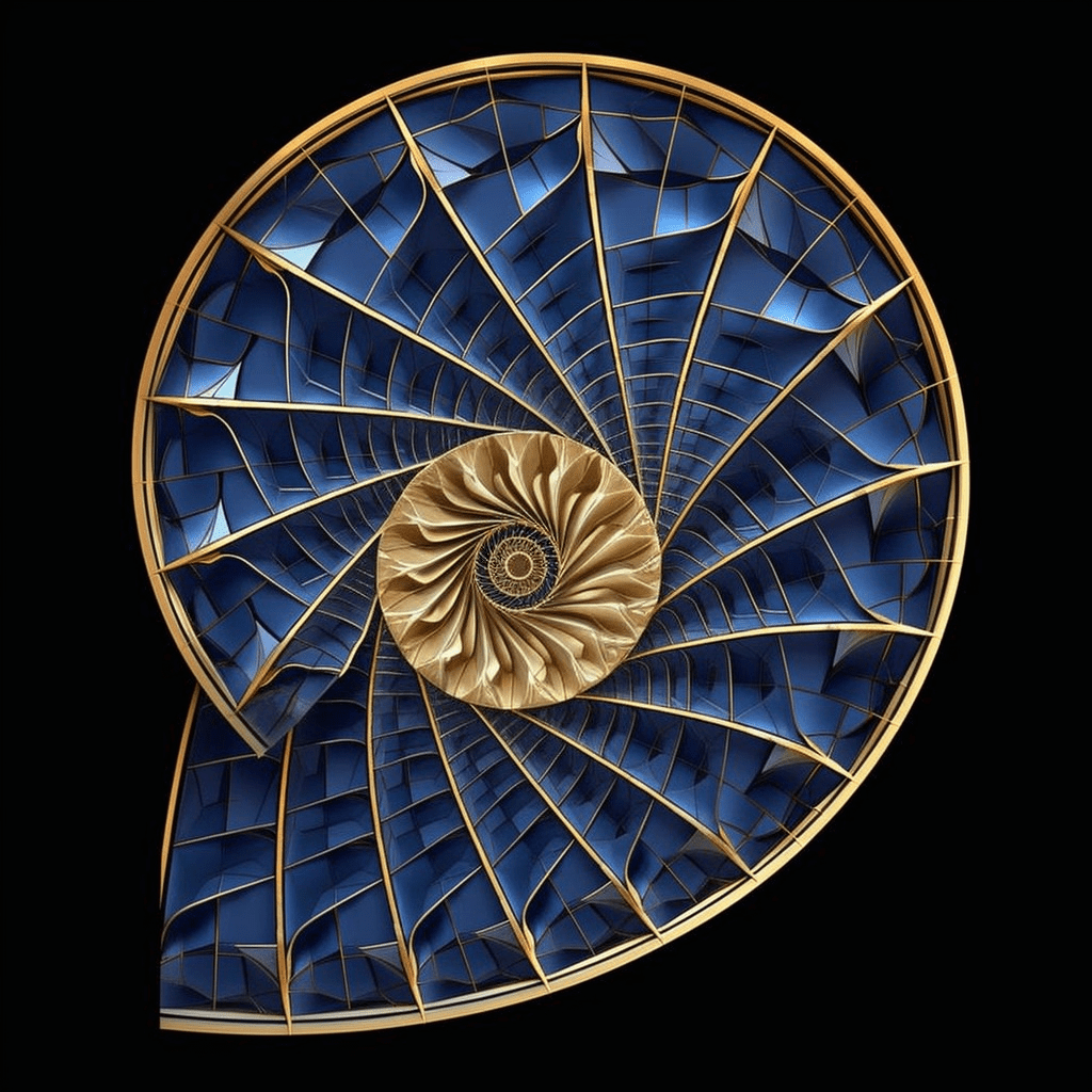 Golden ratio illustrated on spiral pattern 