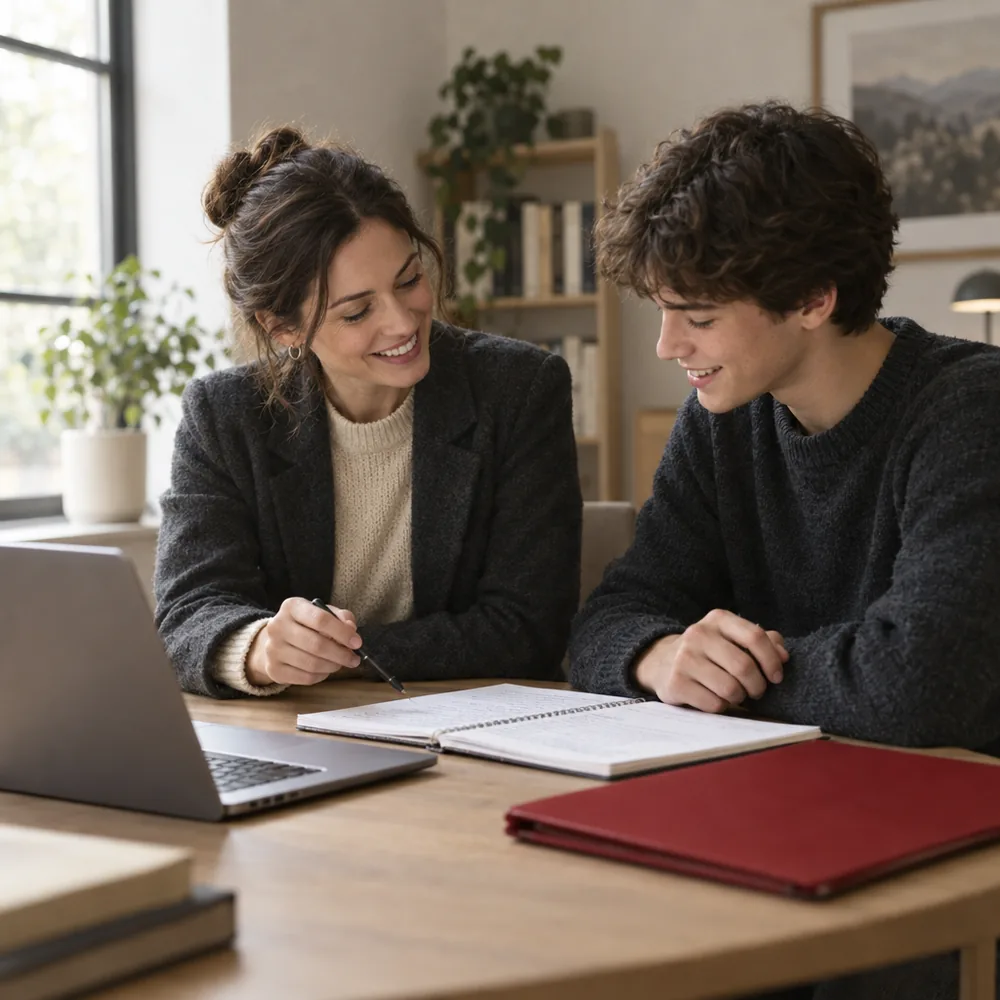Student discussing Extended Essay research with a tutor